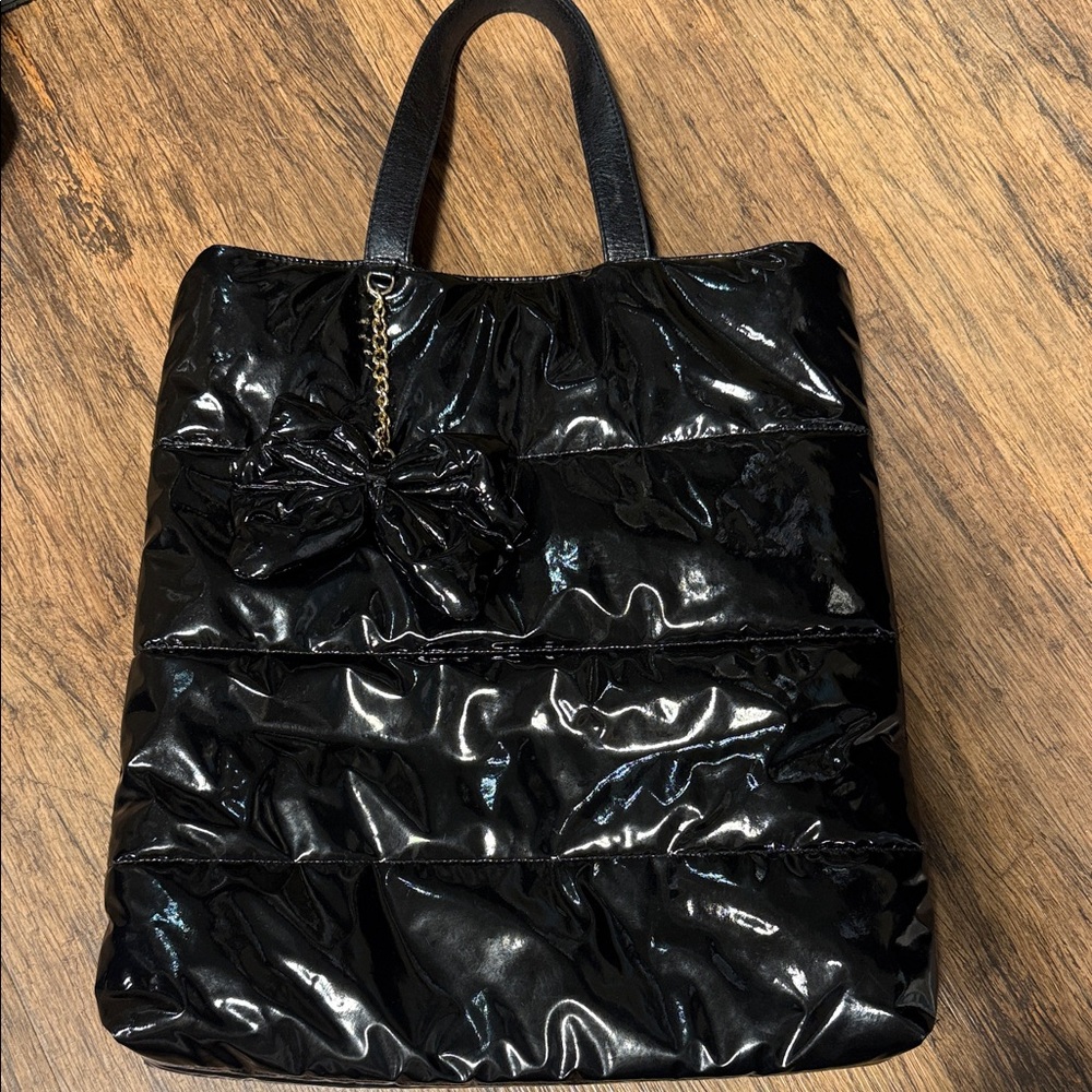 RED Valentino Shiny Black Tote Bag
